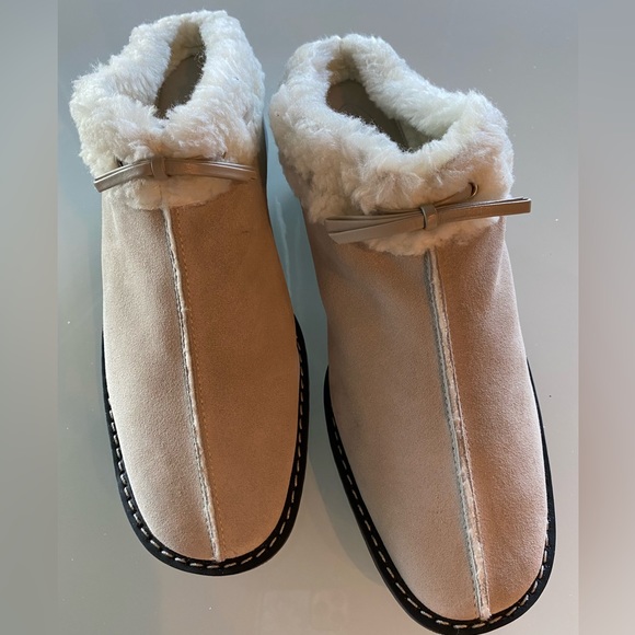 Talbots Shoes - Talbots Beige Suede Lined Mules, 7